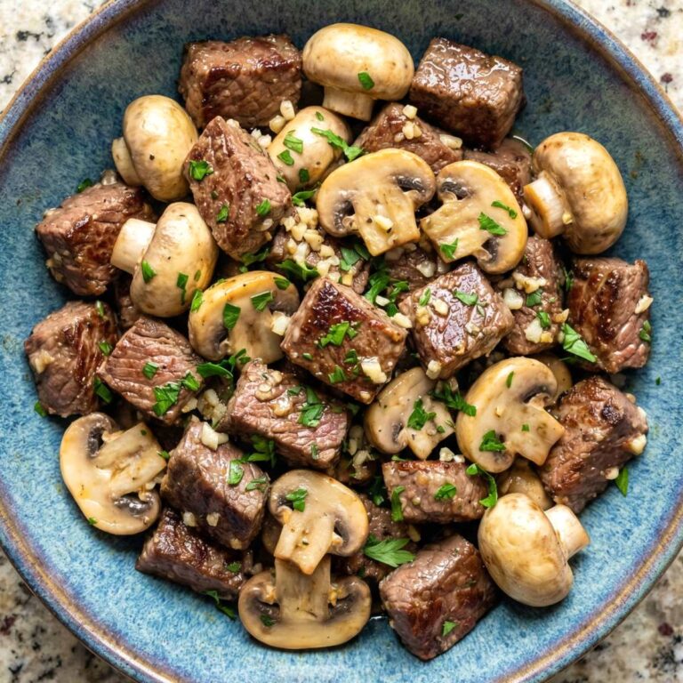 Air Fryer Garlic Butter Steak & Mushrooms