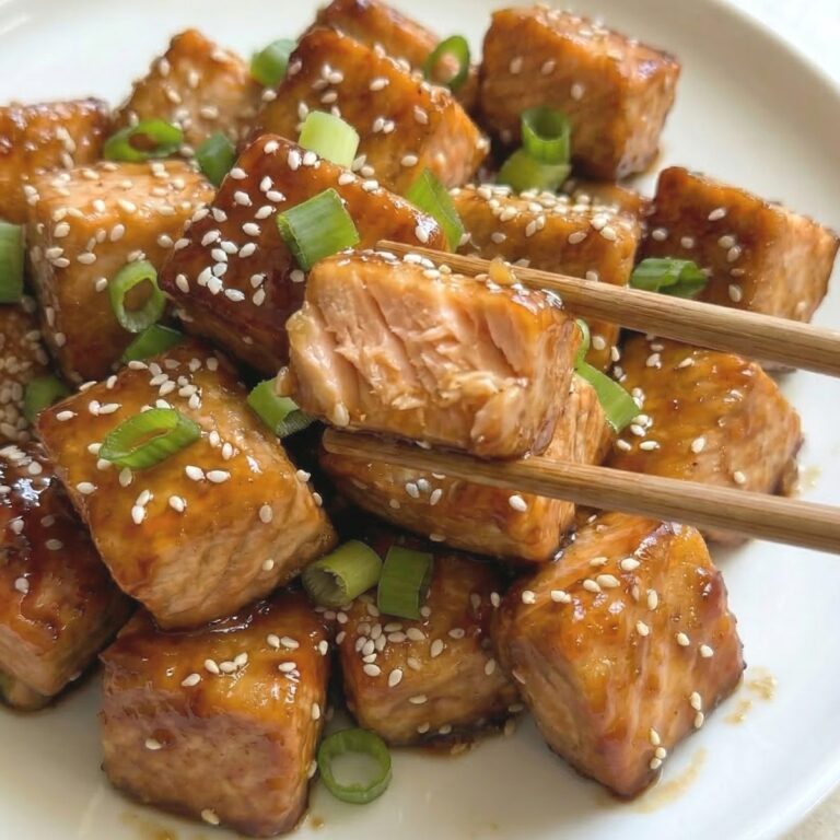Air Fryer Honey Garlic Glazed Salmon Bites