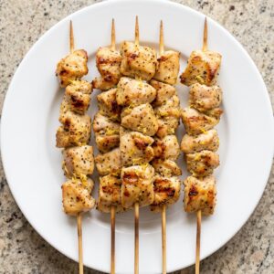 Air Fryer Lemon Pepper Chicken Skewers
