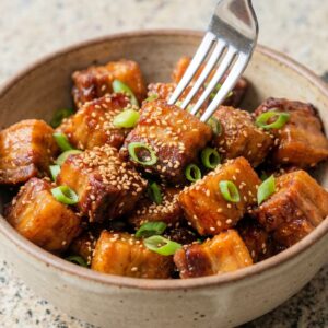 Air Fryer Maple Glazed Pork Belly Bites