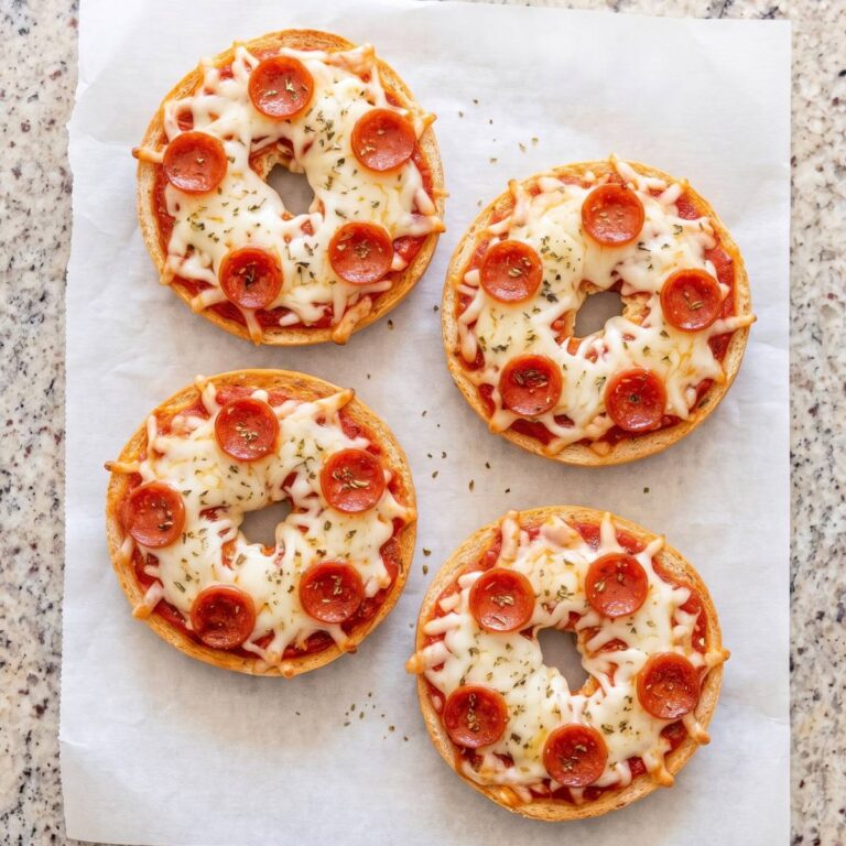 Air Fryer Pepperoni Pizza Bagel Halves