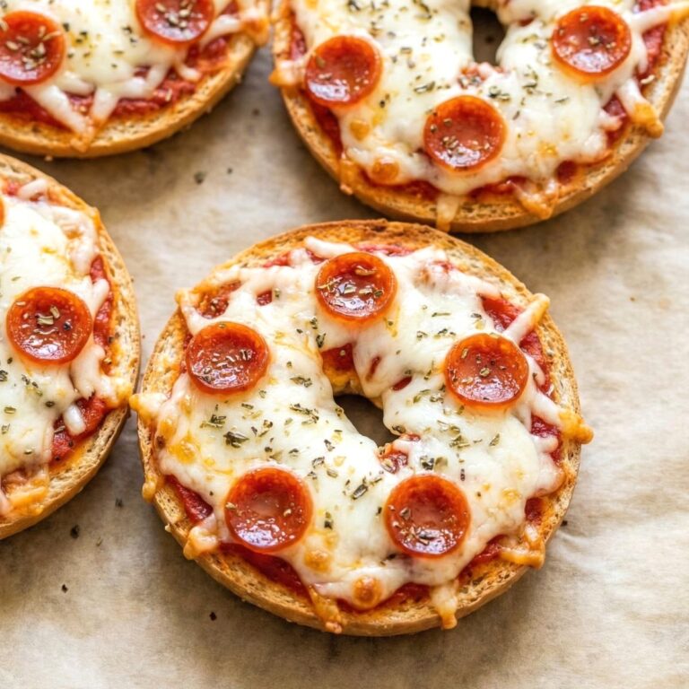 Air Fryer Pepperoni Pizza Bagel Halves