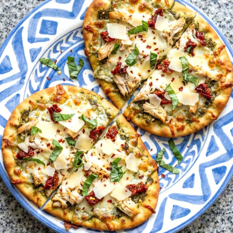 Air Fryer Pesto Chicken Flatbread