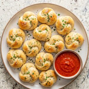 Air Fryer Pizza Dough Knots with Garlic Butter